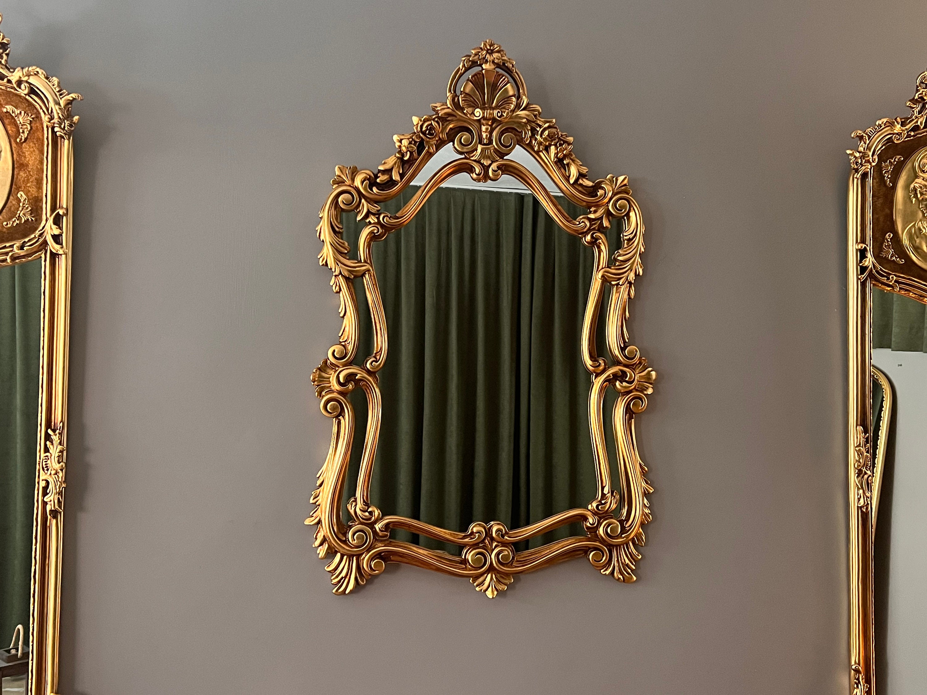 2 Piece Set Wall Mirror + Console Wall Bracket Sun IN Gold Baroque Antique  Repr