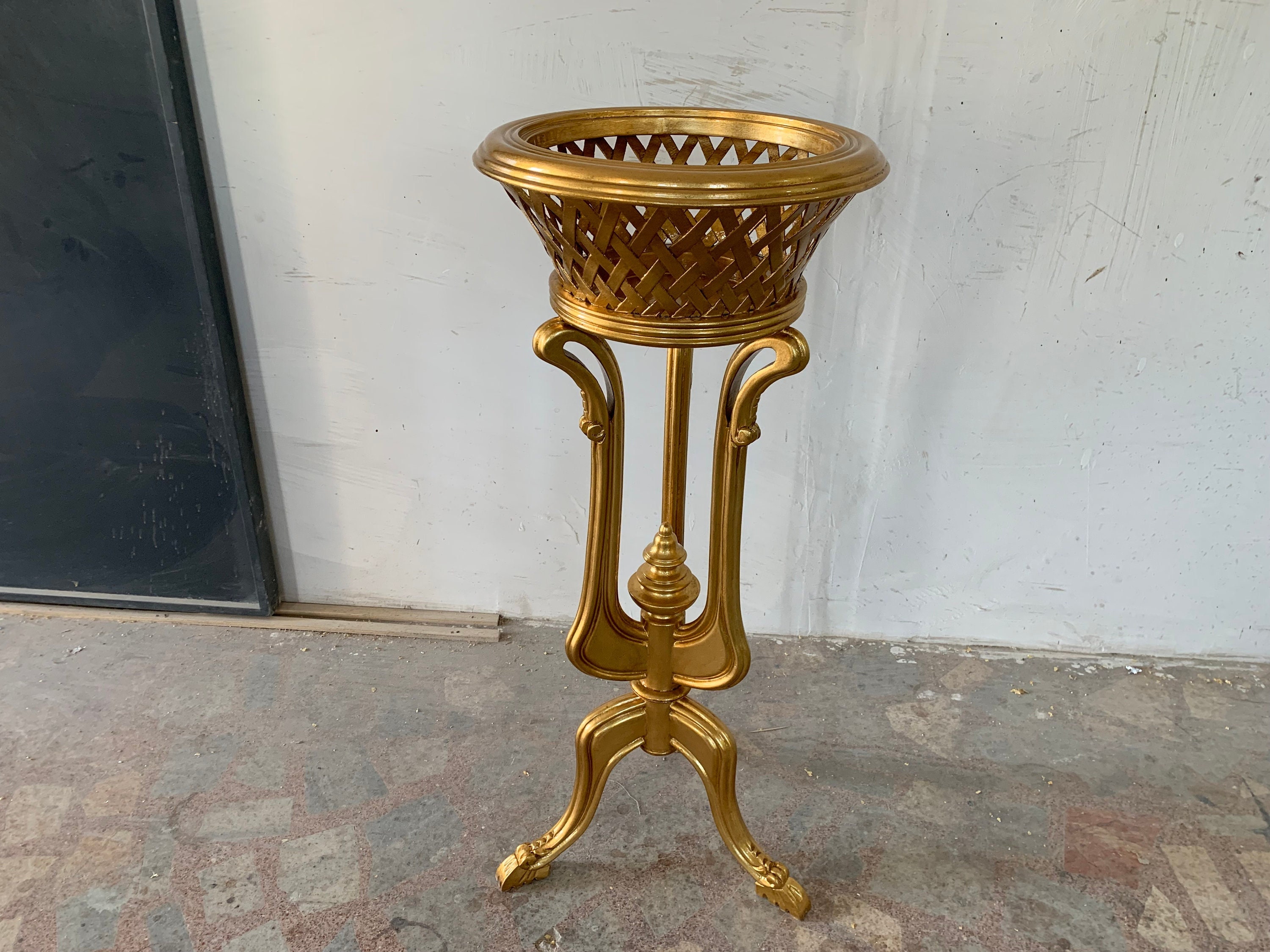 Tall Gold Vase Tall Flower Vase Gilded Vase Wooden Etsy UK