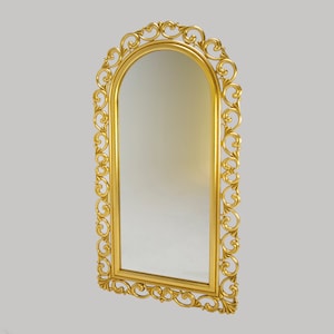 Arched Gold Mirror, Half Oval Mirror, Wall Decor Mirror, Carved Mirror, Gold Gilded Mirror, Baroque Mirror, French Mirror, Mantel Mirror