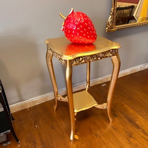 Gilded French Side Table: Solid Wood Living Room End Table