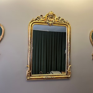 Gilded Vintage Mirror, Handcrafted Gold Leaf Solid Wood Frame