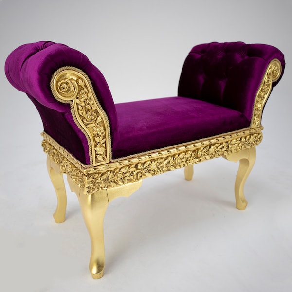Tufted French Bench Gold Gilded Chair Vintage Piano Chair Piano Bench Outdoor Furniture Home Decor for Gift  Miniature Furniture