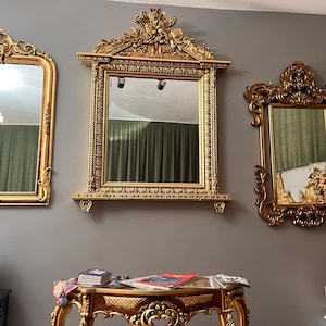 Handcarved French Baroque Mirror: Gold Leaf Rococo Wall Decor