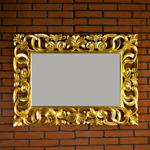 Gilded French Mirror,Antique Gold Patina , Rectangular or Square Hanging, Antique Gold Mirror , Vanity Mirror , Gold Frame Mirror