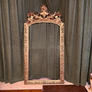 Custom Gilded Mirror: Large Hand-Carved Solid Wood Frame