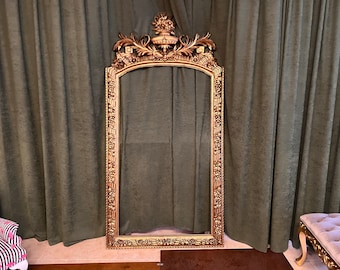 Custom Gilded Mirror: Large Hand-Carved Solid Wood Frame