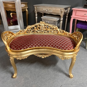 Entryway Bench Vintage, Piano Bench, Gilded Chaise Lounge, French Marquis Chair, Tufted French Settee, Chaise Lounge Indoor, Home Decor