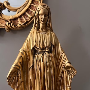 Virgin Mary Statue, Statue of the Virgin Mary, Gold Virgin Mary, Holy Mother Statue , Blessed Virgin Mary Statue, Handmade  Christmas Gift