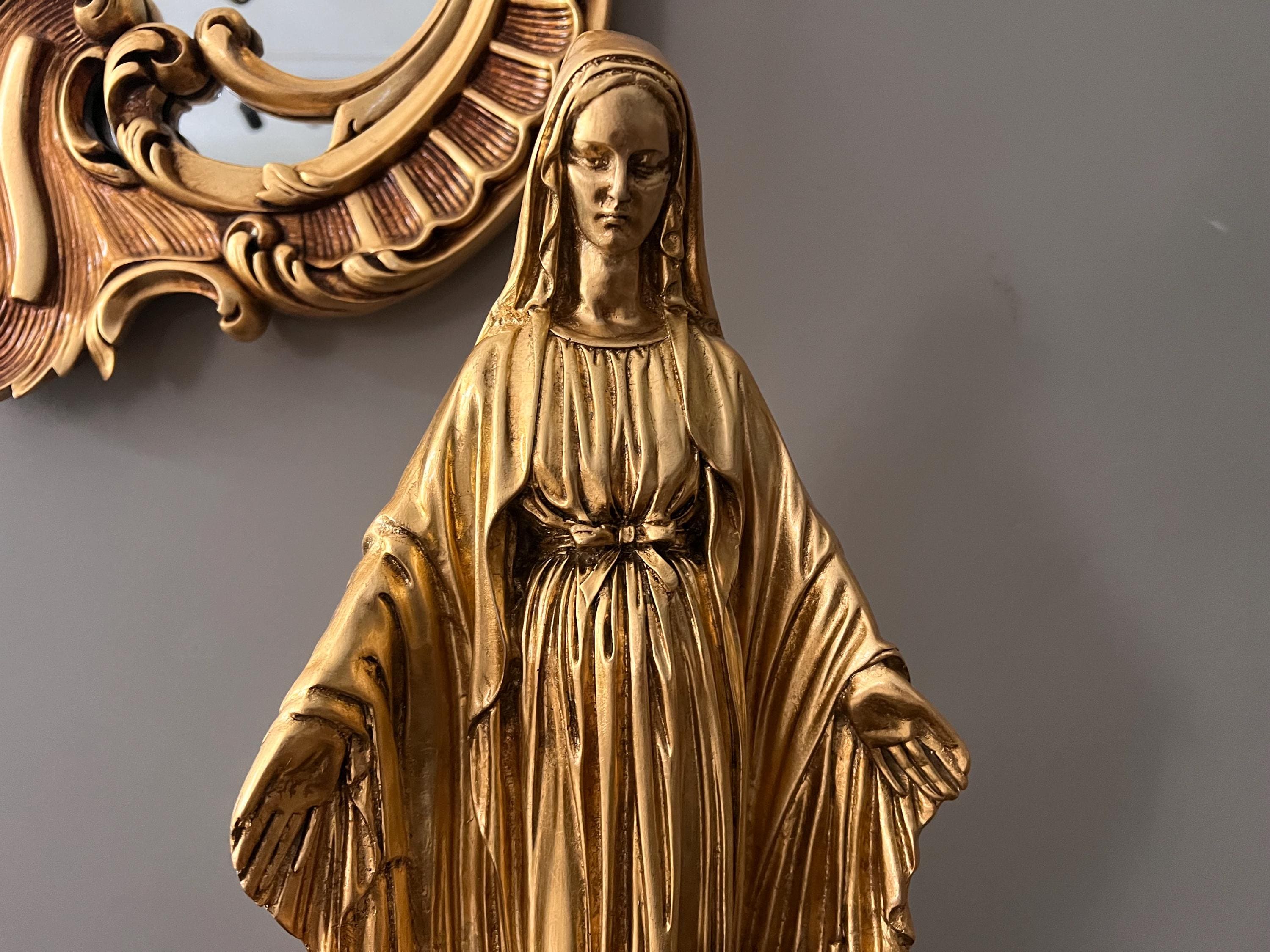 Gold Leaf Virgin Mary Statue Handcrafted Religious Gift