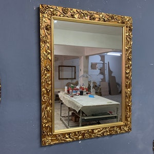 Wall Mirror, Gold Mirror, Shabby Chic Mirror, Large Vintage Mirror, Custom Size Mirror, Farmhouse Mirror, Flower Mirror, Baroque Mirror