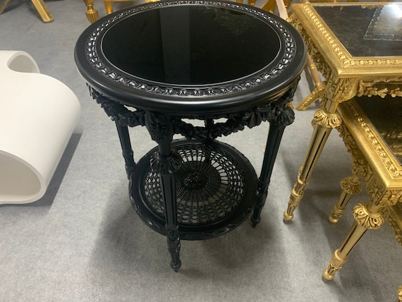 Round Side Table Colored End Table Black Coffee Table Round Round End Table vintage Side Table Round Coffee Table Black Side Table Etsy