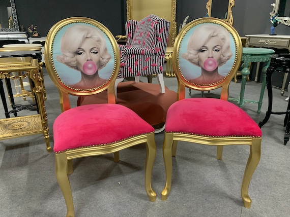 Pictured Funky Chair Marilyn Monroe Print Chair Vintage French