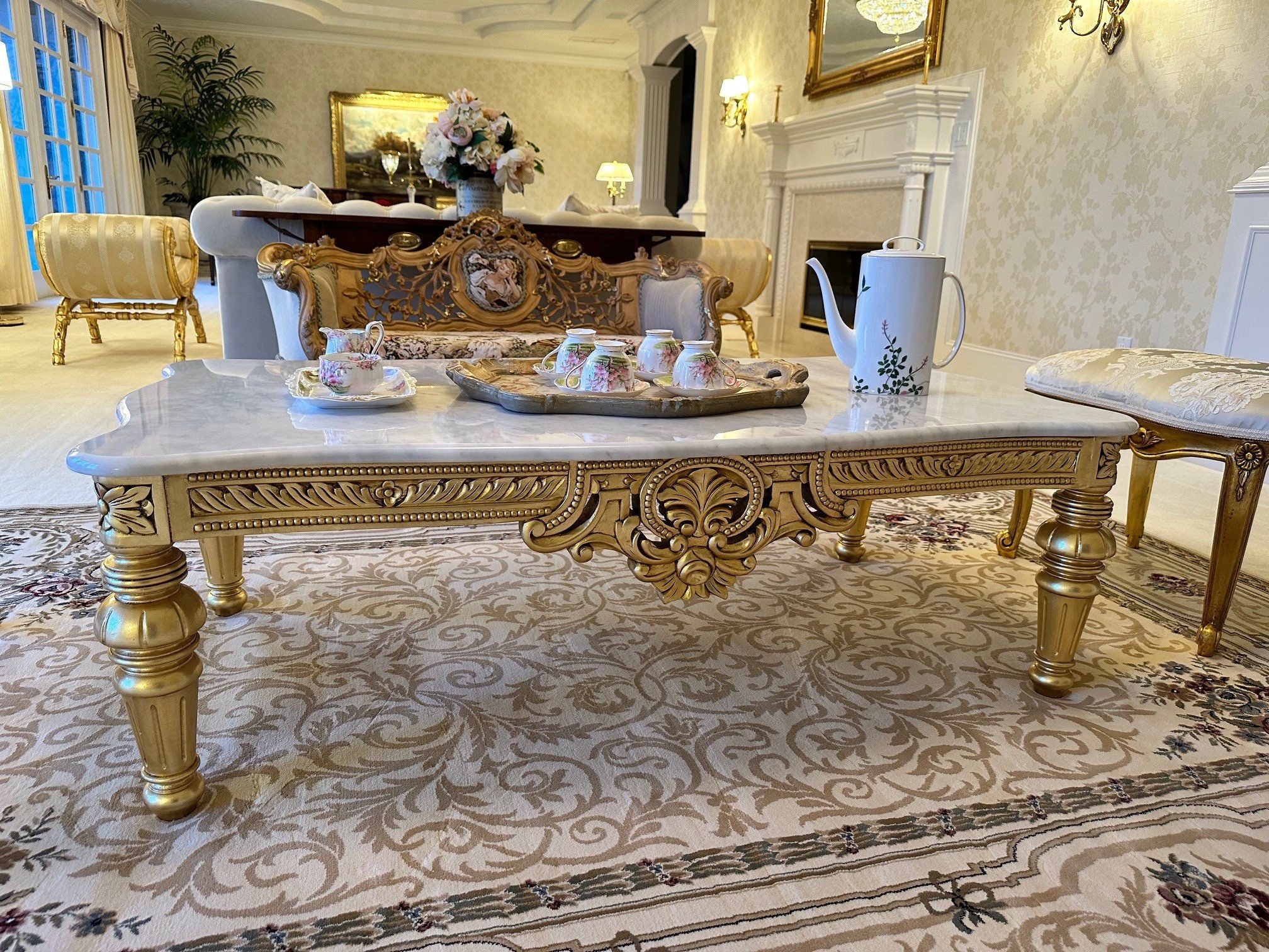 Gold and lucite coffee cheap table