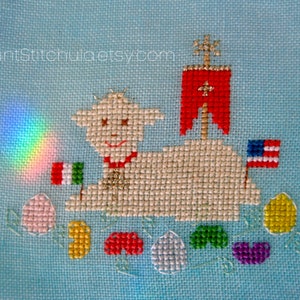 PDF Pattern, Easter Marzipan Lamb, Counted Cross Stitch, Instant Digital Download, Italian American, Candy, Lamb Cake, Holiday, Sicilian