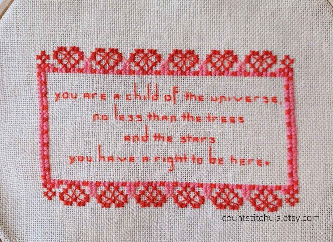 Desiderata Cross Stitch Pattern, PDF Instant Download, Max Ehrmann Poem