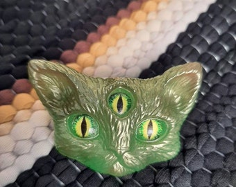 Glow in the Dark Jade Space Cat Pin
