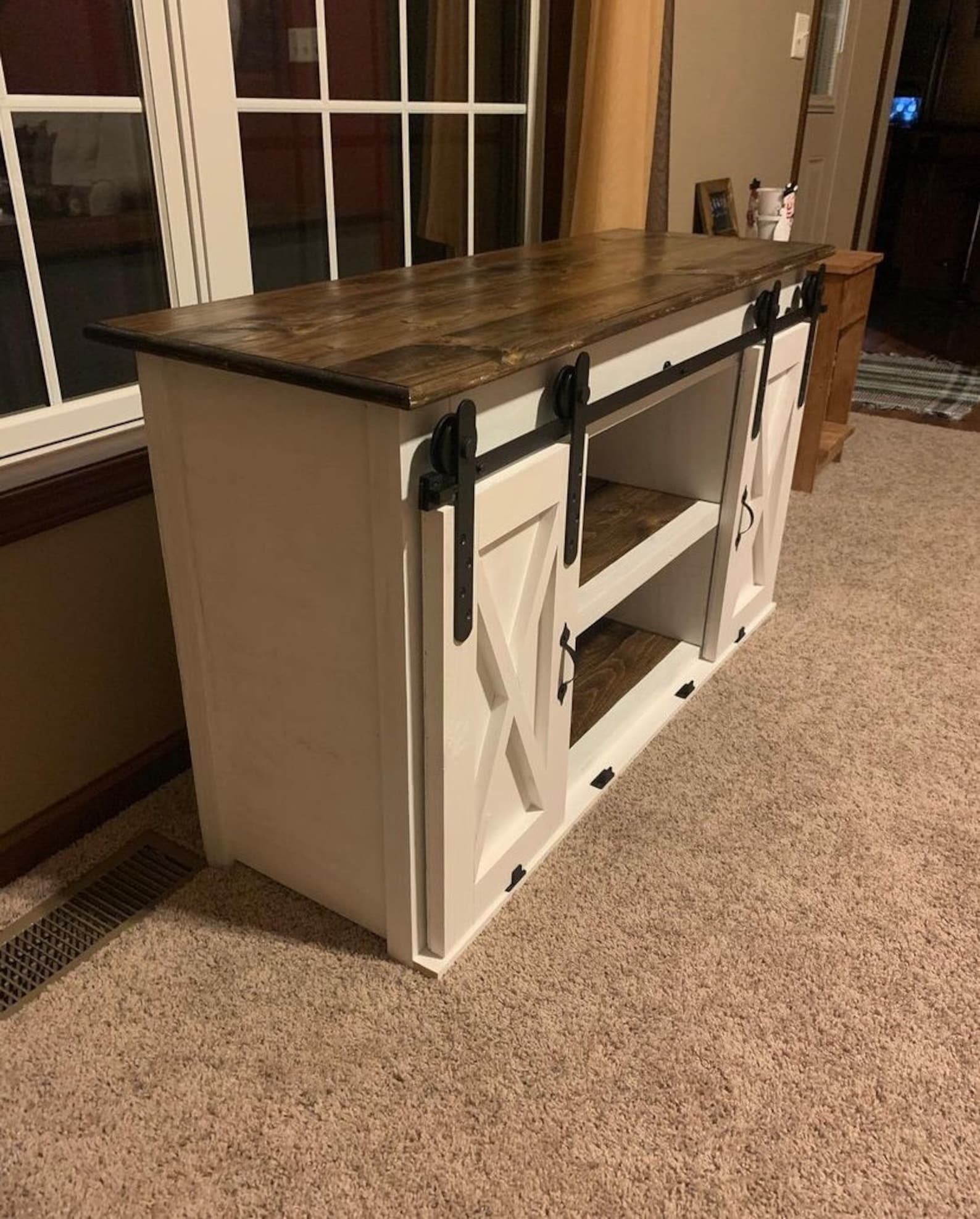 Farmhouse TV Stand Build Plans (sliding Barn Doors) - Etsy