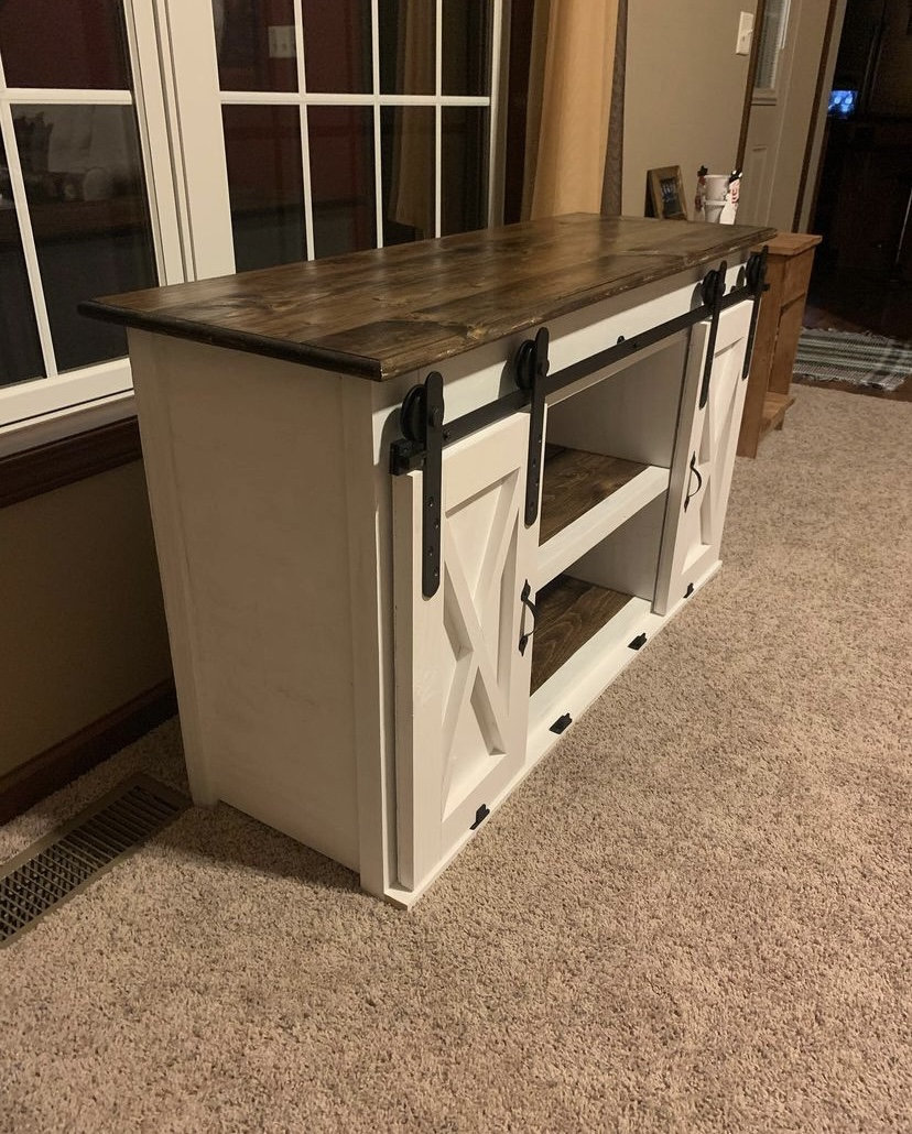 Farmhouse TV Stand Build Plans sliding Barn Doors Etsy