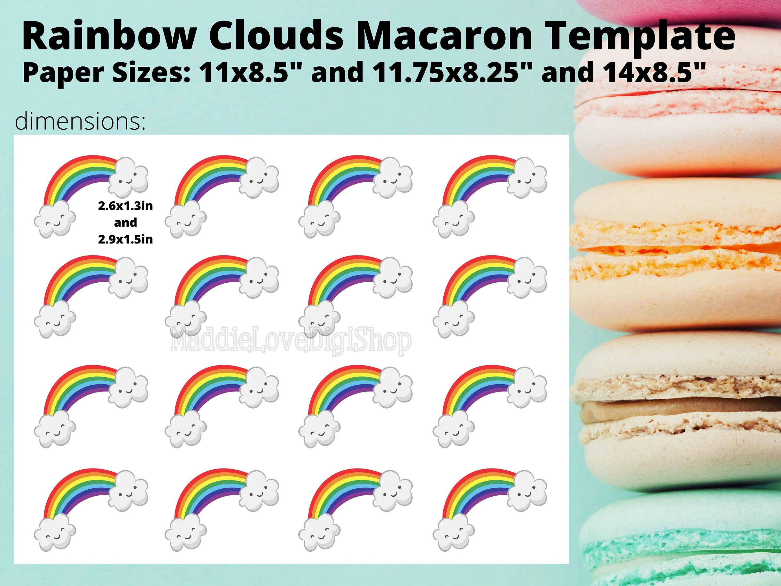 Cute Rainbow Clouds Macaron Template Etsy UK Cute Rainbow Clouds Macaron Template Etsy UK