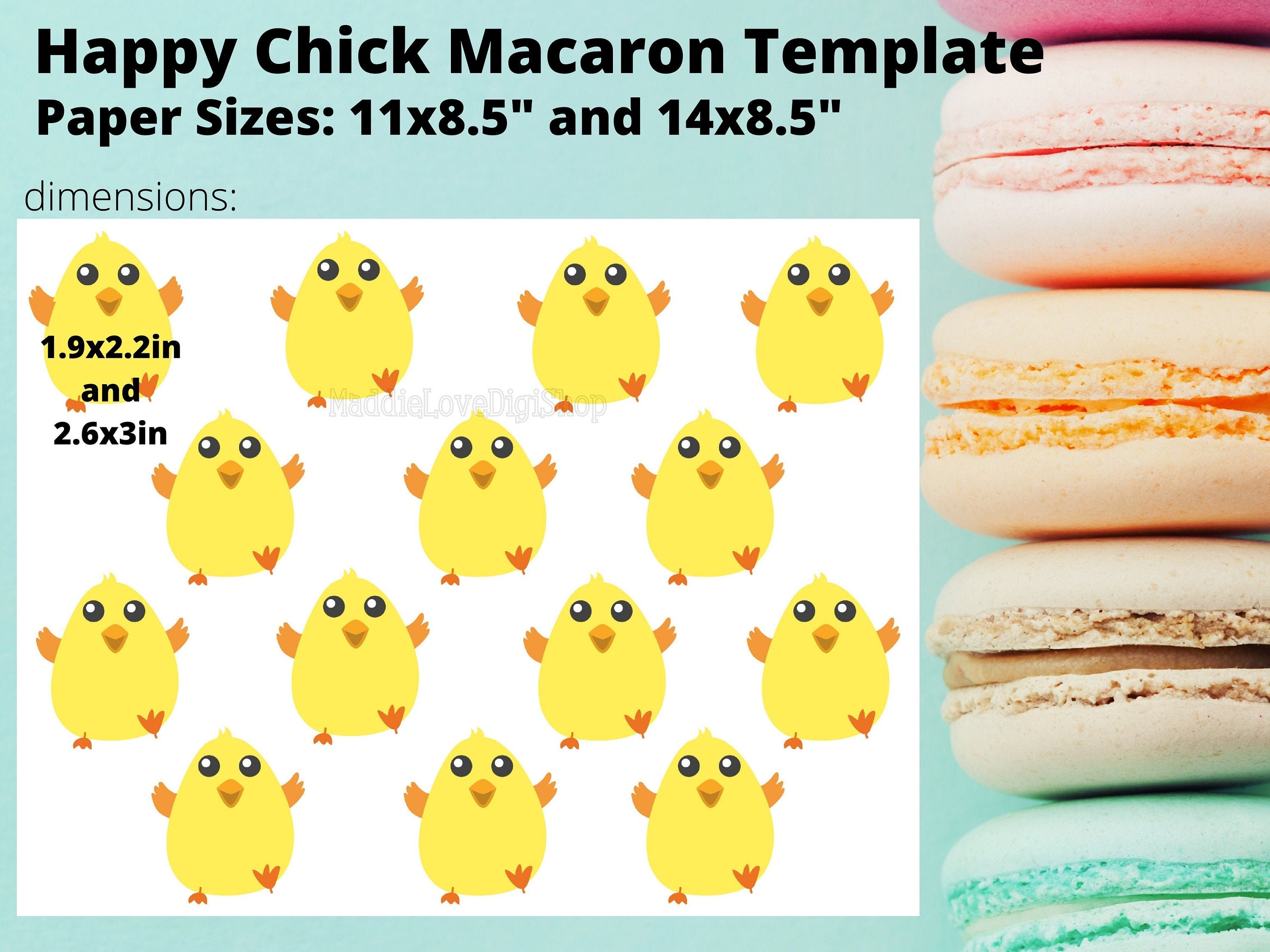 cute happy chick macaron template etsy