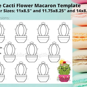 Cute Cactus/Cacti With Flower Macaron Template