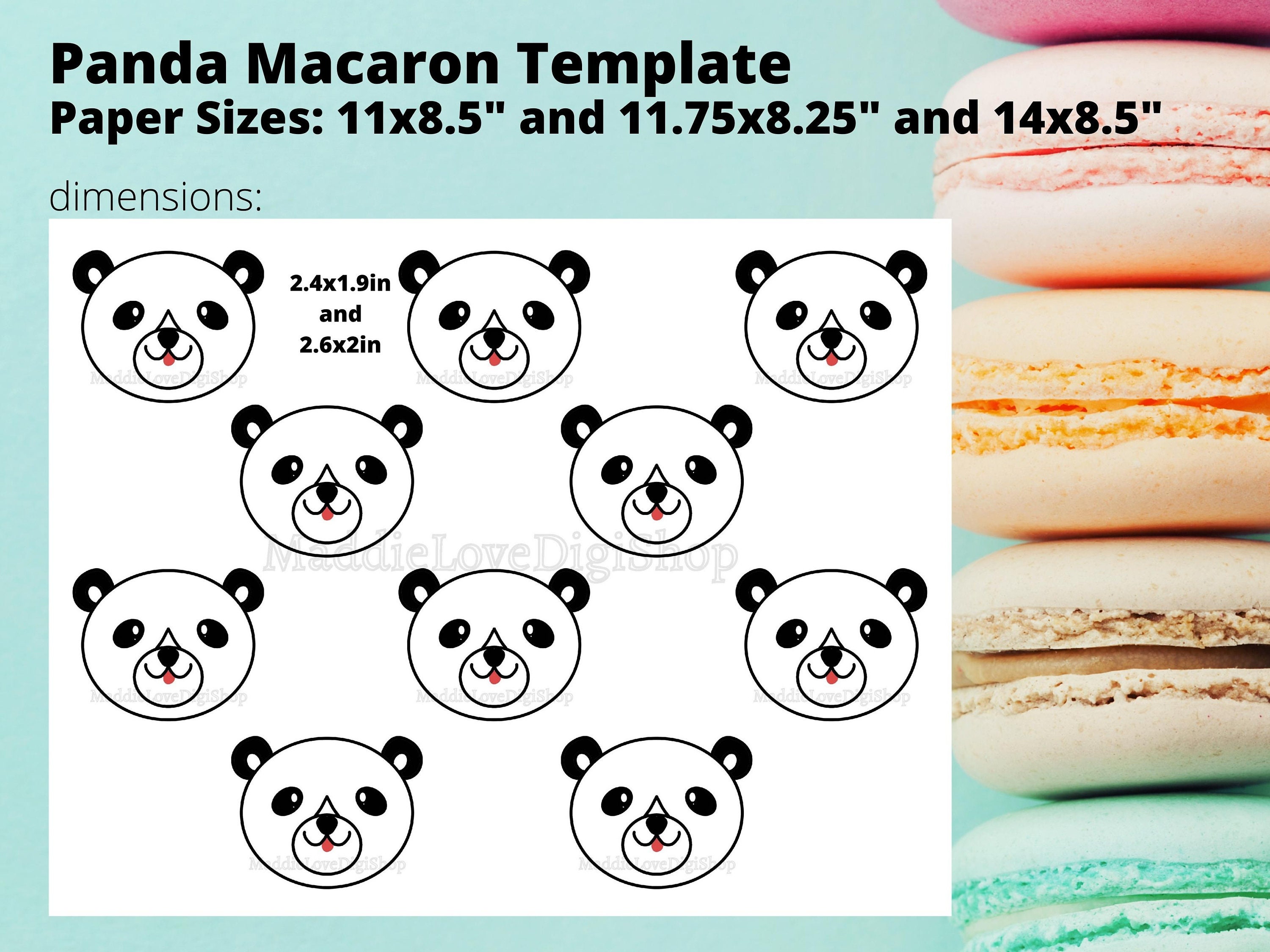 cute panda head macaron template etsy