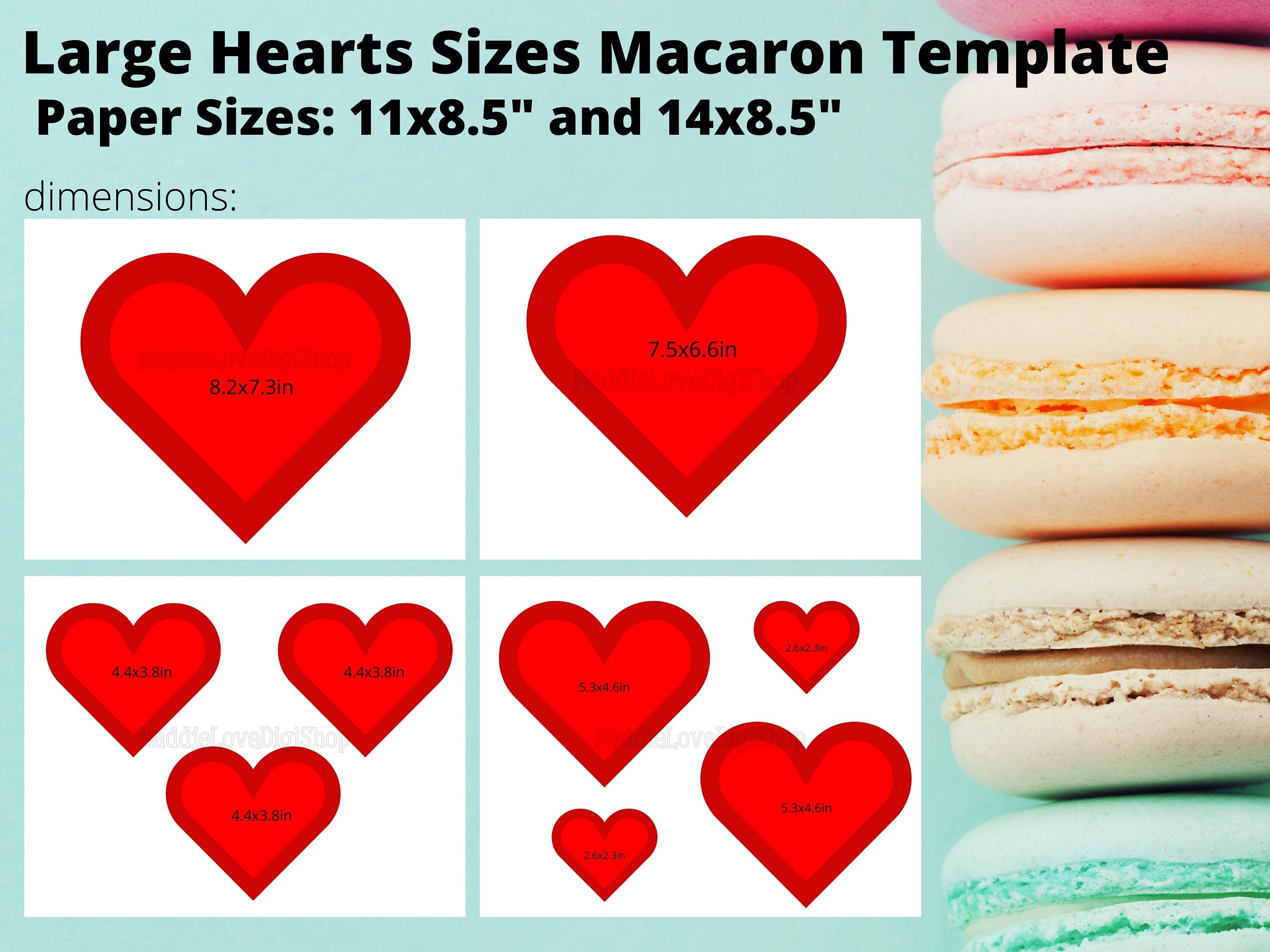 large big hearts macaron template etsy ireland