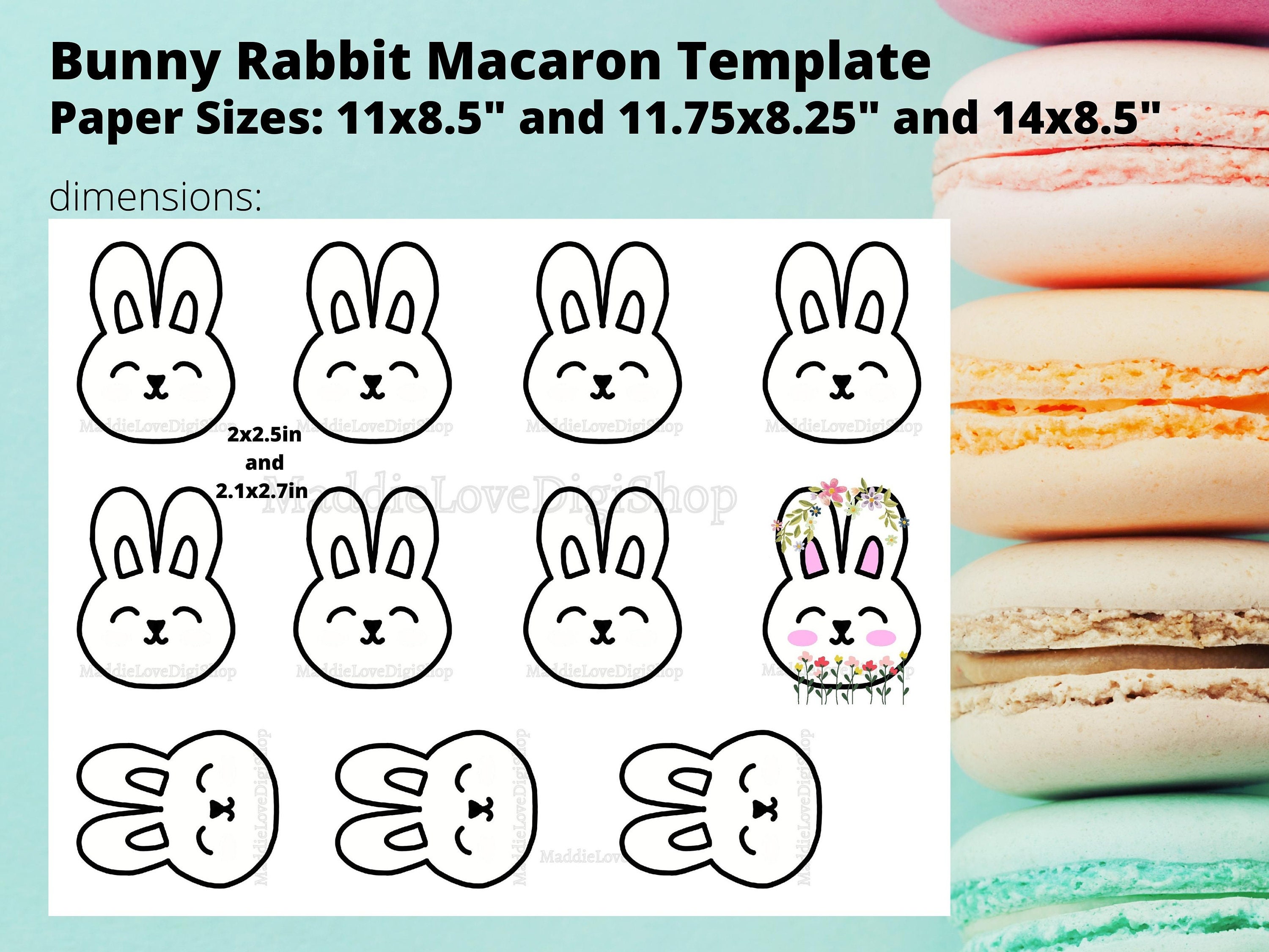 Easter Bunny Rabbit Macaron Template Etsy