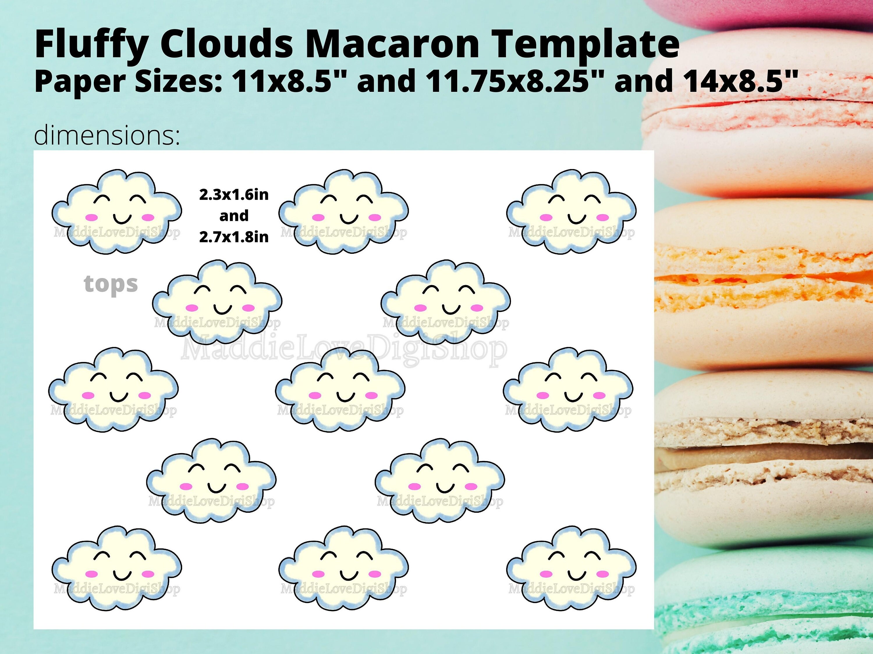 Fluffy Happy Clouds Macaron Template - Etsy Ireland