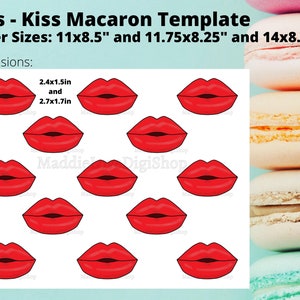 Lips Kiss Macaron Template Valentine&#39;s Day