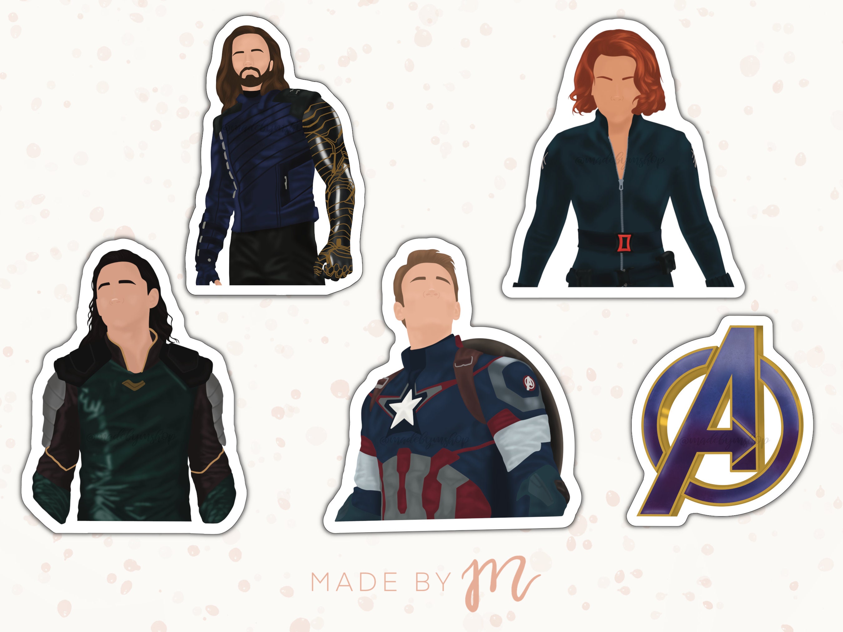 marvel sticker set blue aesthetic etsy