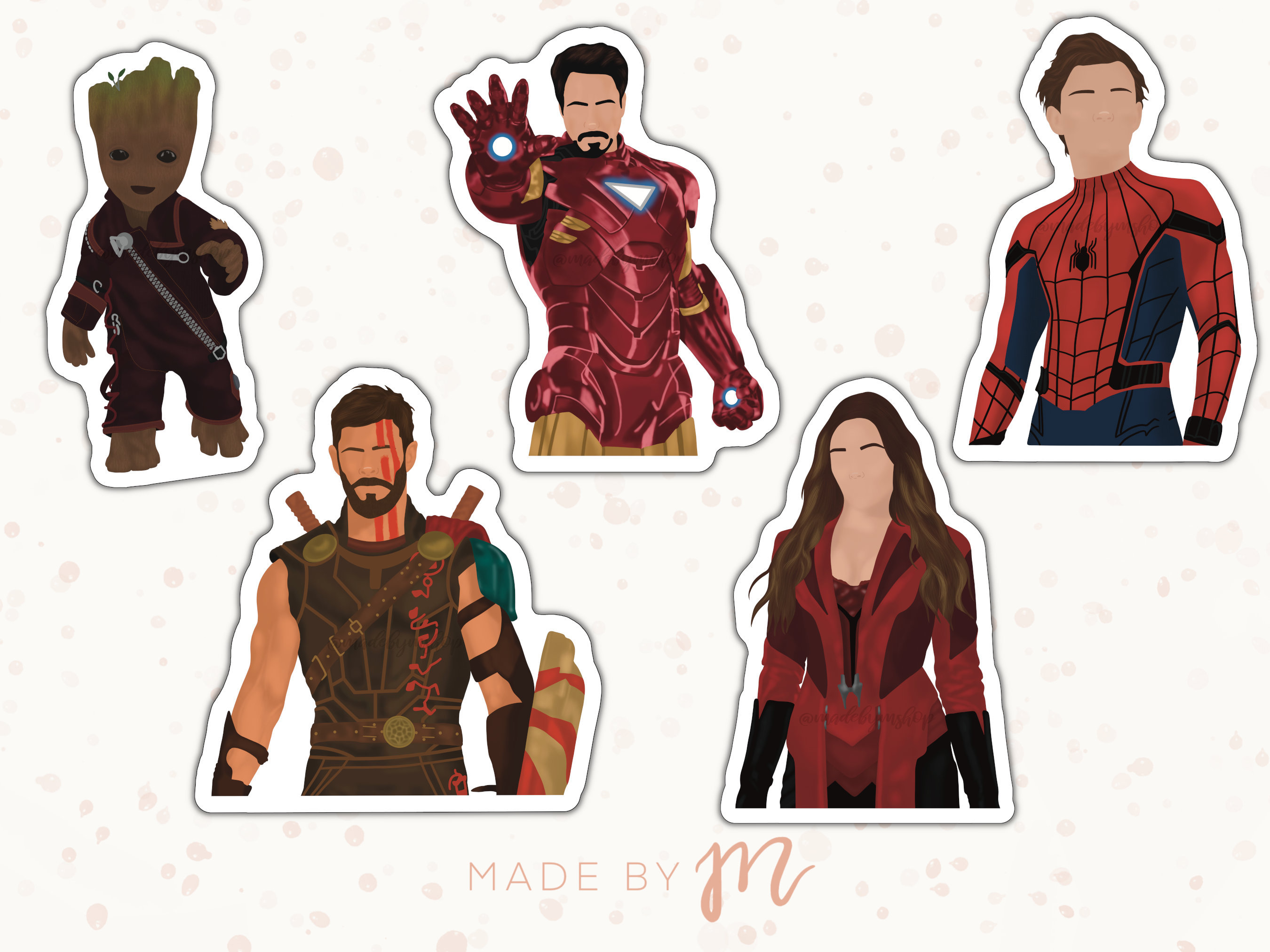 Marvel Sticker Set Red Aesthetic Etsy