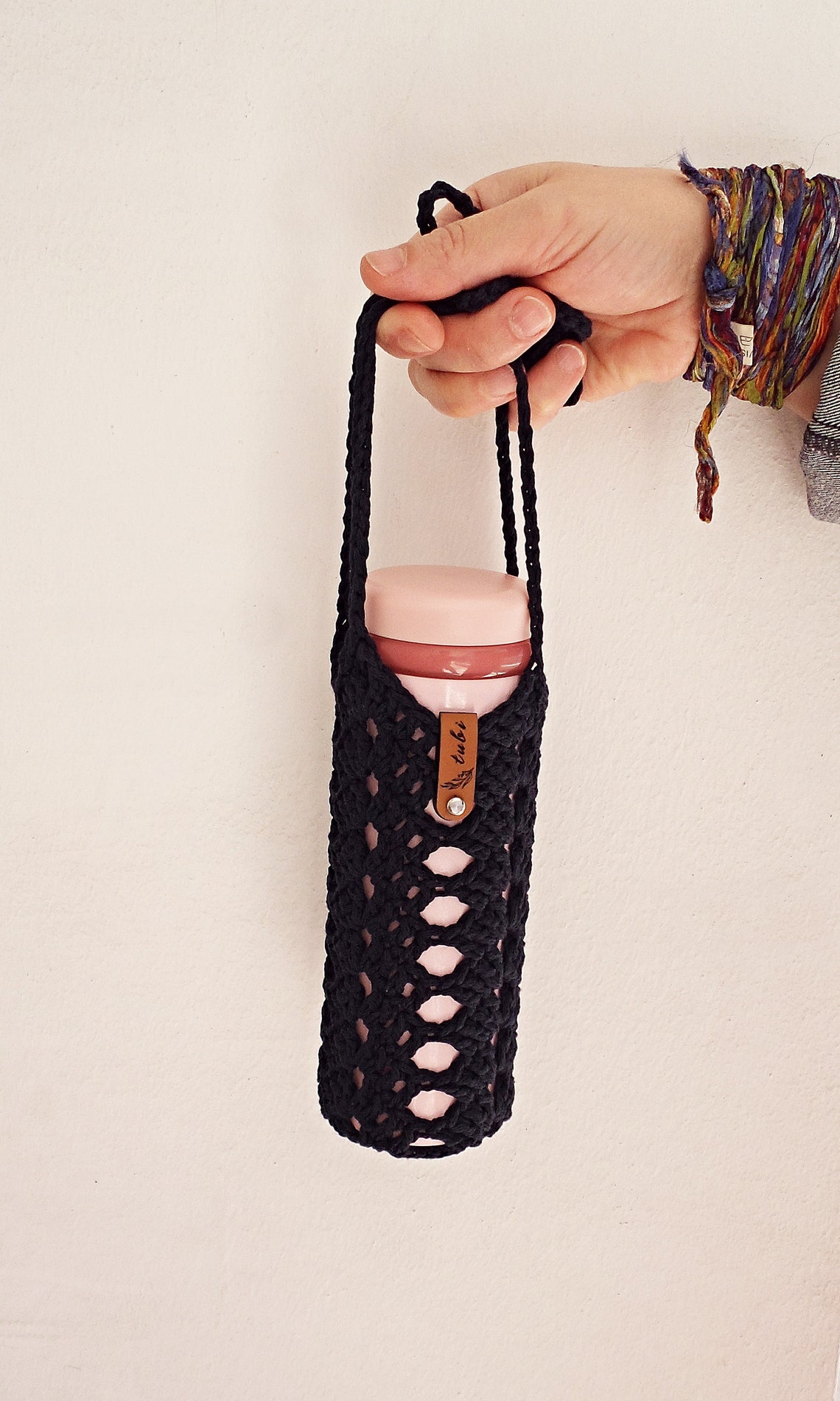 Crochet cotton knitted water bottle holder Cozy stylish Etsy