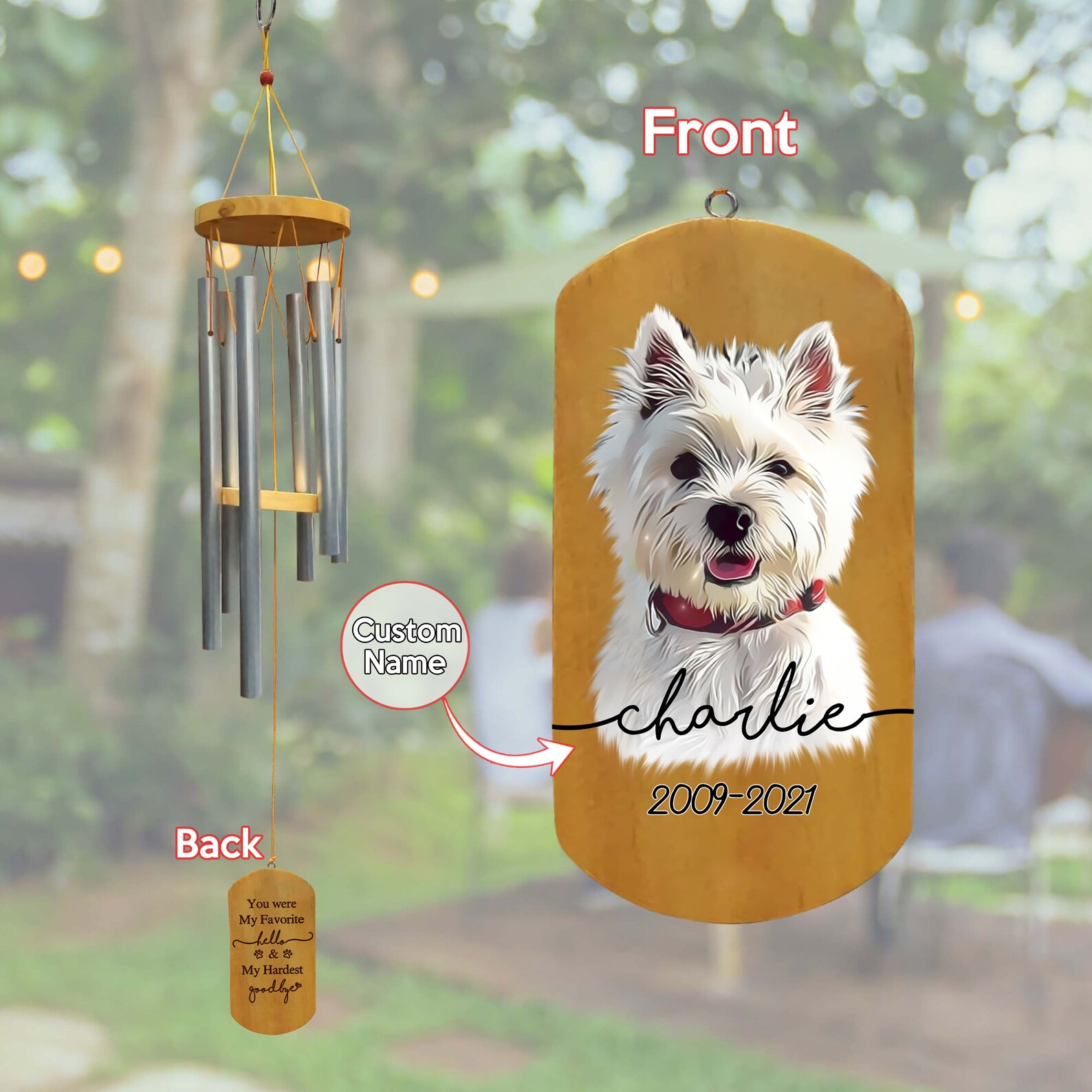 Dog Memorial Wind Chime Pet Memorial Wind Chime Memorial Etsy