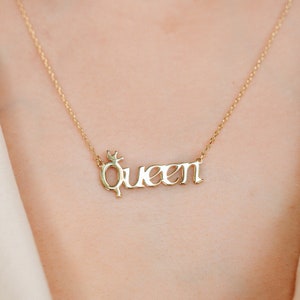 Gekrönte Halskette * Königin und Prinzessin Name Halskette * Königin Krone Halskette * Prinzessin Krone Halskette * Benutzerdefinierter Name * Personalisiertes Geschenk