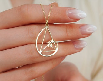 Gold Fibonacci Necklace *  Dainty Golden Ratio Necklace * Golden Triangle Necklace * Science Necklaces * Good Luck Pendant * Christmas Gift