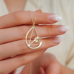 Gold Fibonacci Necklace *  Dainty Golden Ratio Necklace * Golden Triangle Necklace * Science Necklaces * Good Luck Pendant * Christmas Gift