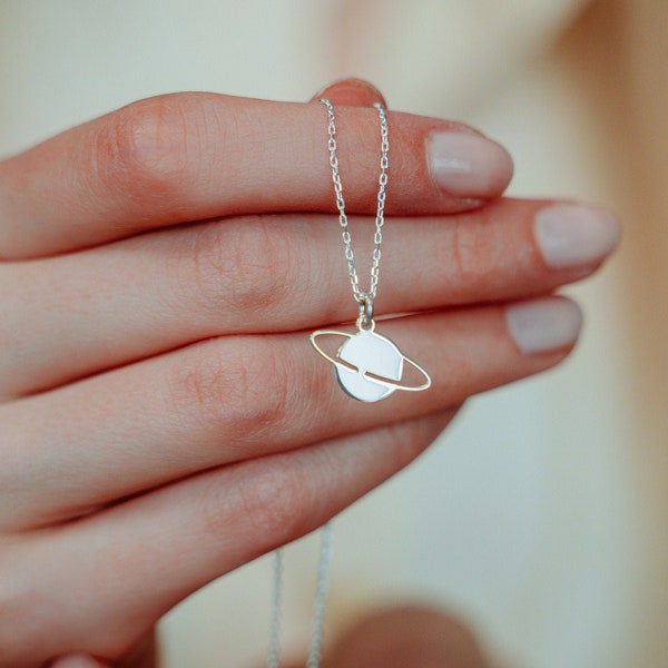 Dainty Saturn Necklace * Silver Planet Necklace * Space Necklaces * Silver Saturn Necklace * Good Luck Gifts * Gifts For Her * Gifts For Him