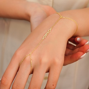 Personalized Name Hand Chain * Gold Name Sahmeran Bracelet * Custom Name Hand Bracelet * Custom Handchain * Personalized Gift