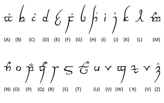 Elvish Language Bar Necklace Gold Lotr Language Messsage - Etsy