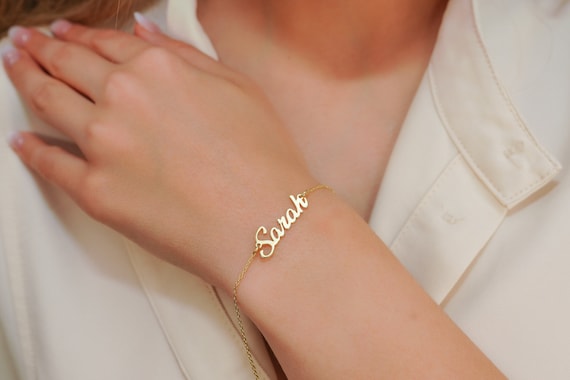 Gold Name Bracelet Personalized Name Bracelet 925 Sterling Silver
