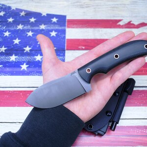 Bushcraft knife High Carbon Steel with Micarta Handle and Acid Green Liners Hunting Knife Camp knife Kydex sheath