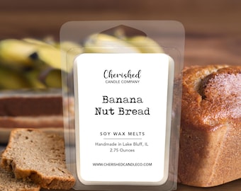 Banana Nut Bread l All Natural Scented Soy Wax Melts l 2.75 Ounces l Vegan l Hand Poured l Home Decor l Baker Gift