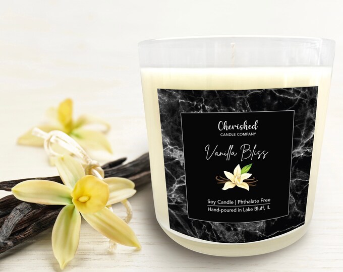 Vanilla Bliss Soy Wax Candle l 10 Ounces l Phthalate Free l Eco-Friendly l Average 60 Hour Burn Time