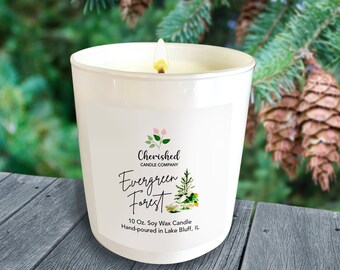 Evergreen Forest Soy Wax Candle l 10 Ounces l Phthalate Free l Eco-Friendly l Average 60 Hour Burn Time