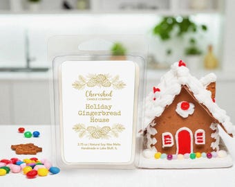 Holiday Gingerbread House Naturally Scented Soy Wax Melts, Gingerbread Scent,Gingerbread House Memories