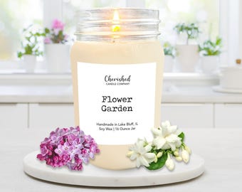Flower Garden l Naturally Scented Soy Wax Candle l 8oz or 16oz Mason Jar l Floral Candle l Spring Candle l English Flower Garden l Gift Idea
