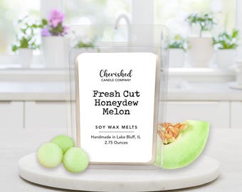 Fresh Cut Honeydew Melon l Naturally Scented Soy Melts l Hand Poured l 2.75 oz l Fresh Scent l Cheerful Scent l Dye Free l Housewarming Gift