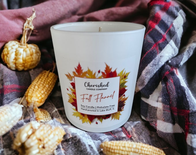 Fall Flannel Soy Wax Candle l Phthalate Free l Fall Candle l Long Burning l Clean Burning l Small Batch l Made with Love