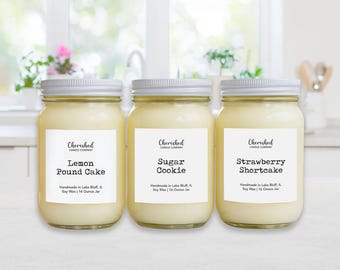Bakery + Dessert Soy Wax Candles: Mason Jar, Dessert Inspired, Scrumptious Dessert Scents, Pick Your Scent, Cozy Home Decor
